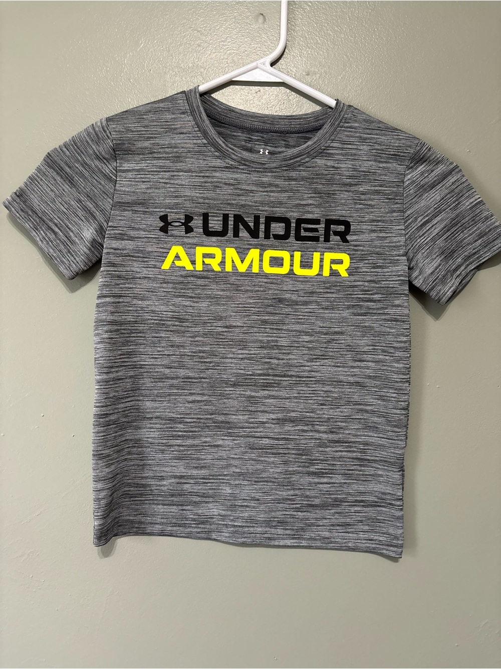Under Armour Gray Heather Short Sleeve Tee with Yellow Logo